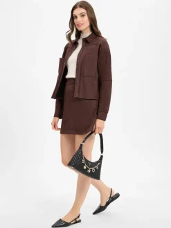 Marie Lund Jacken & Westen|Blusen*Damen Hemdbluse mocca uni