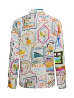 Emily van den Bergh Blusen*Damen Hemdbluse weiß mehrfarbig gemustert