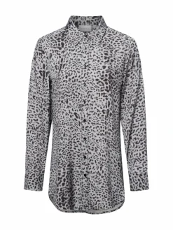 comma Blusen*Damen Hemdbluse grau gemustert