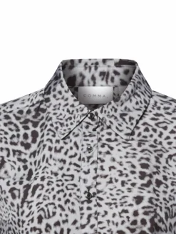 comma Blusen*Damen Hemdbluse grau gemustert