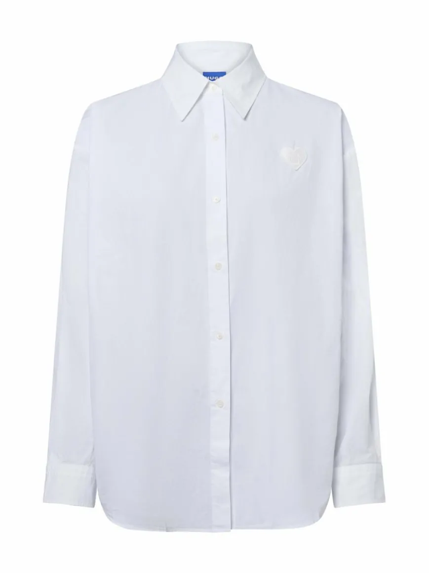 HUGO BLUE Blusen*Damen Hemdbluse - Elisana weiß uni