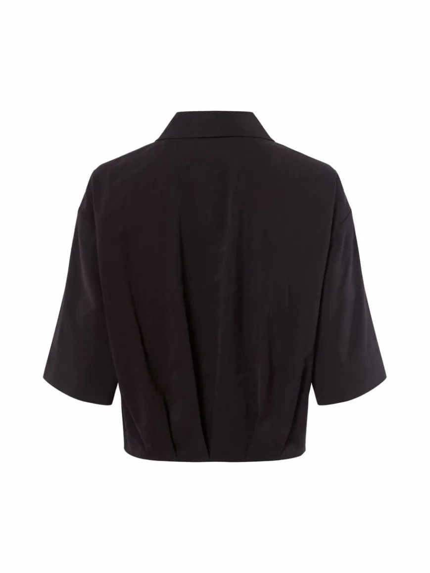 Opus Blusen*Damen Hemdbluse - Fabbey schwarz uni