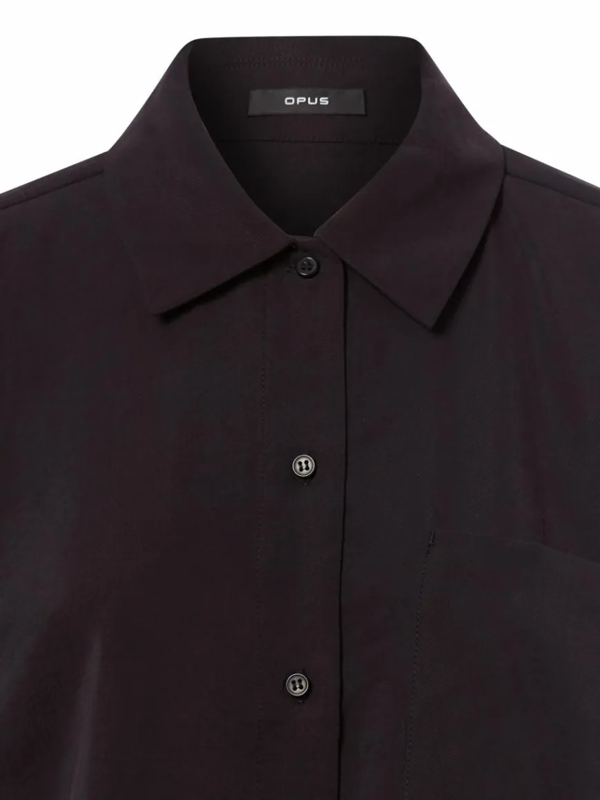 Opus Blusen*Damen Hemdbluse - Fabbey schwarz uni