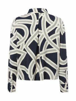 Opus Blusen*Damen Hemdbluse - Famena lane ecru marine gemustert