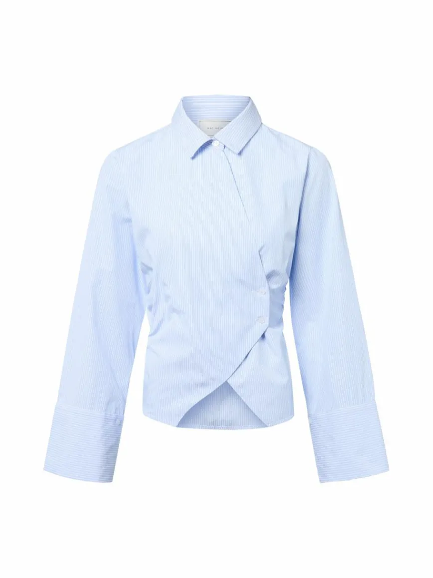 Neo Noir Blusen*Damen Hemdbluse - Fenli hellblau weiß gestreift