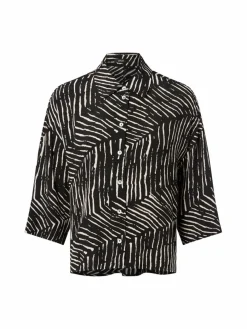 Opus Blusen*Damen Hemdbluse - Fiana Palm Leaves schwarz beige gemustert