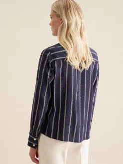 Seidensticker Blusen*Damen Hemdbluse - Kettenprint blau gemustert
