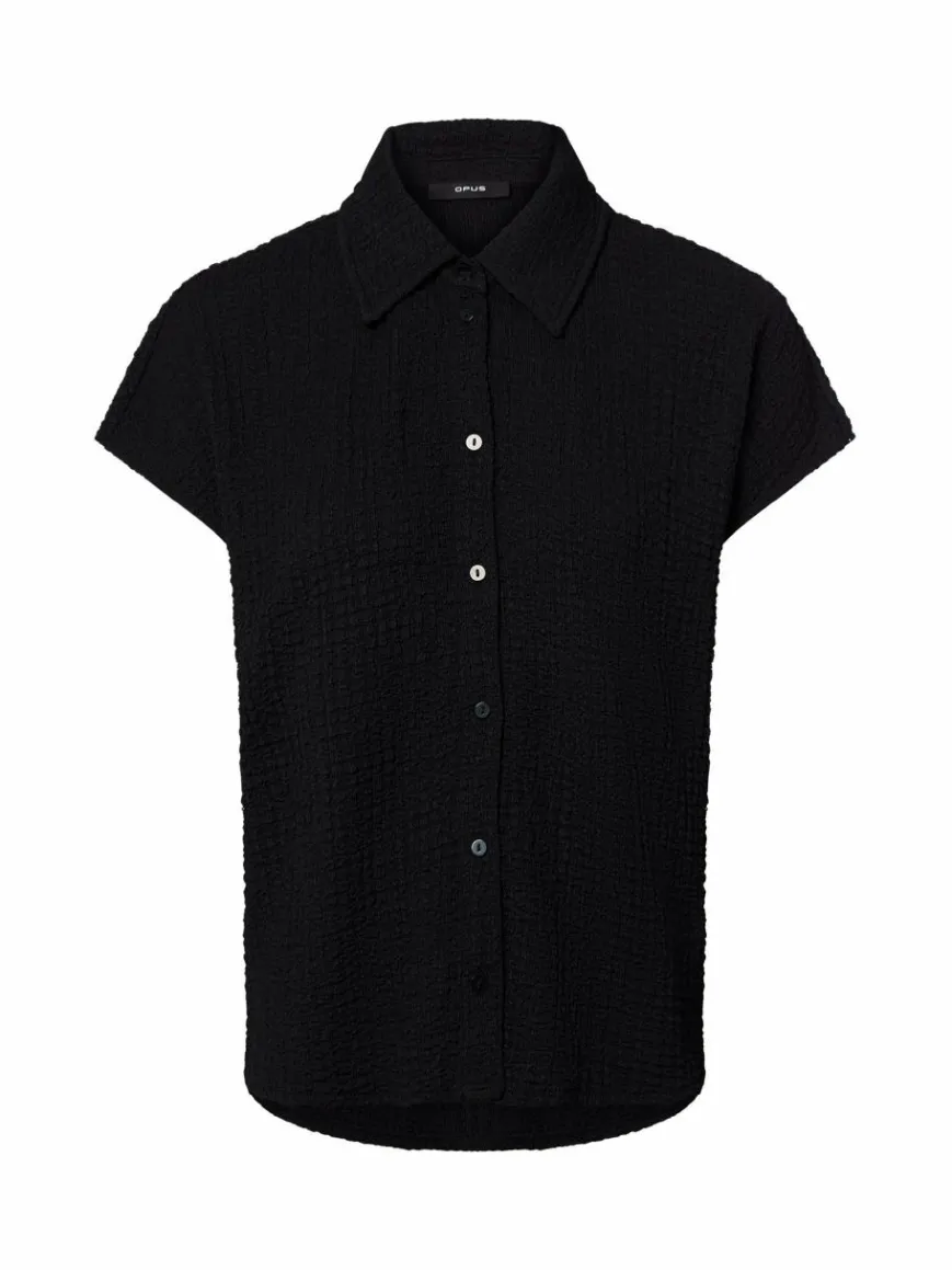 Opus Blusen*Damen Hemdbluse - Samsi schwarz uni