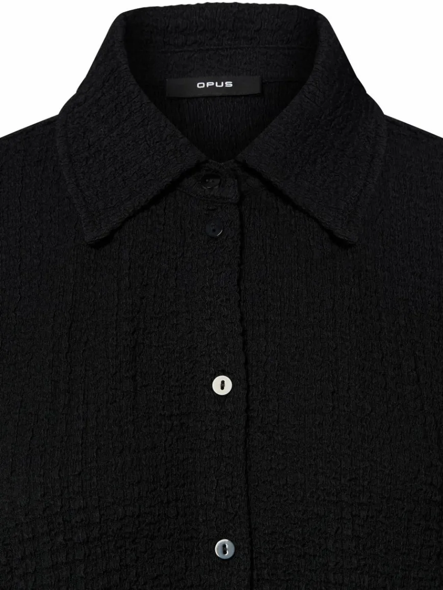 Opus Blusen*Damen Hemdbluse - Samsi schwarz uni