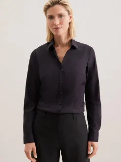 Seidensticker Blusen*Damen Hemdbluse - Uni schwarz uni