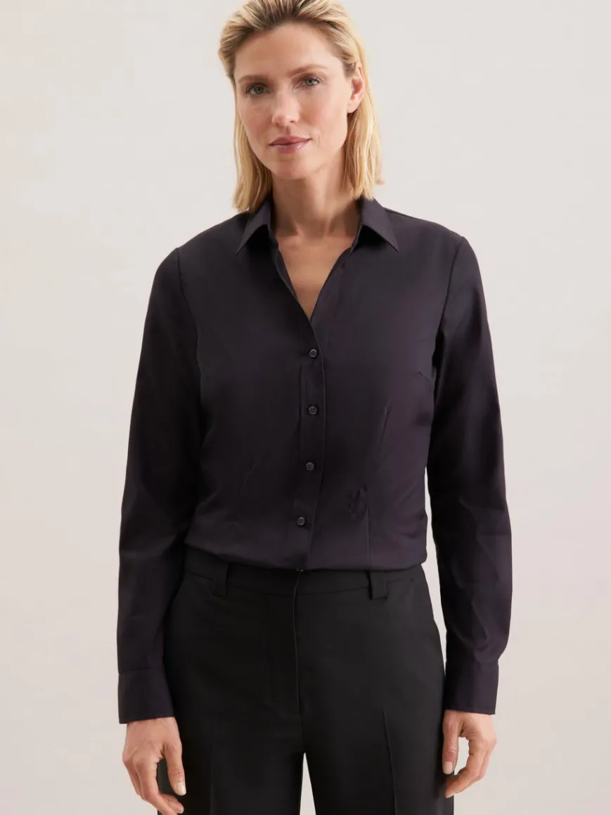Seidensticker Blusen*Damen Hemdbluse - Uni schwarz uni