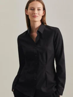 Seidensticker Blusen*Damen Hemdbluse - Uni schwarz uni