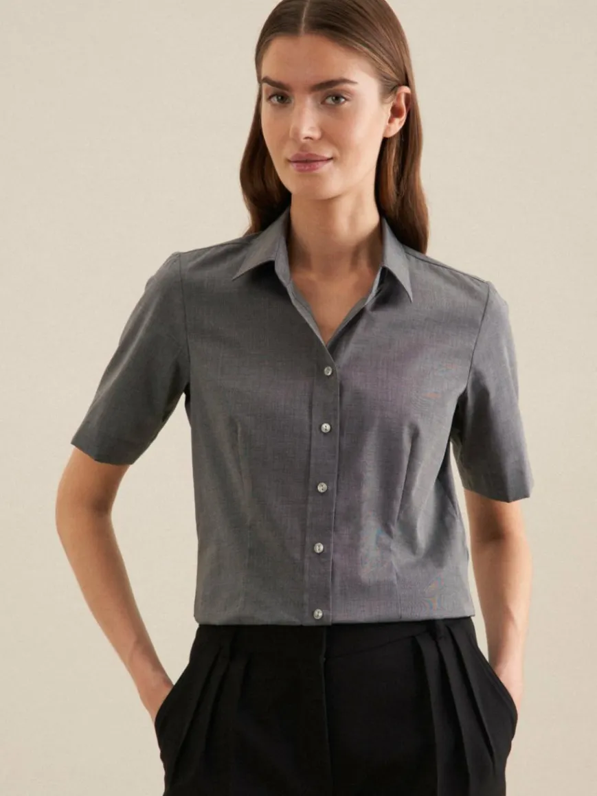 Seidensticker Blusen*Damen Hemdbluse - Uni grau uni