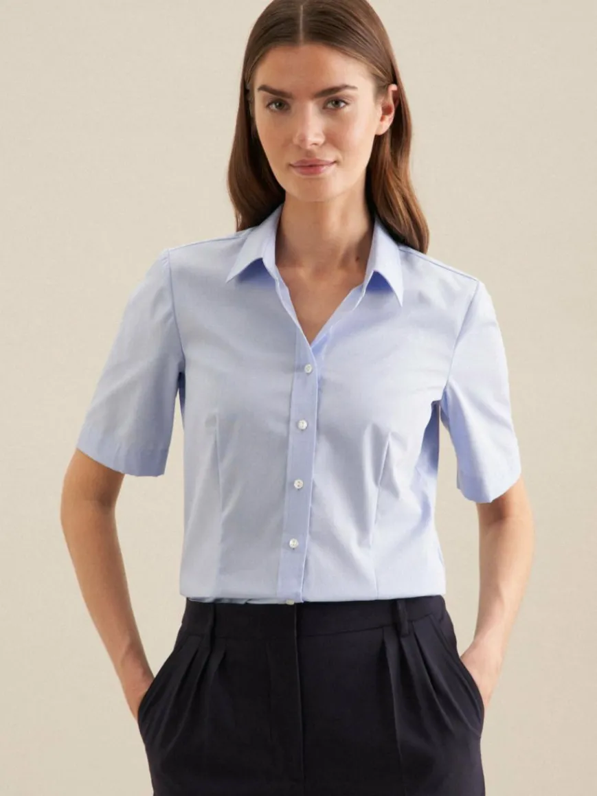 Seidensticker Blusen*Damen Hemdbluse - Uni blau uni