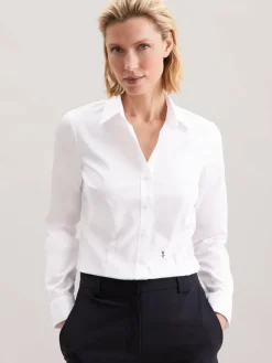 Seidensticker Blusen*Damen Hemdbluse - Uni weiß uni