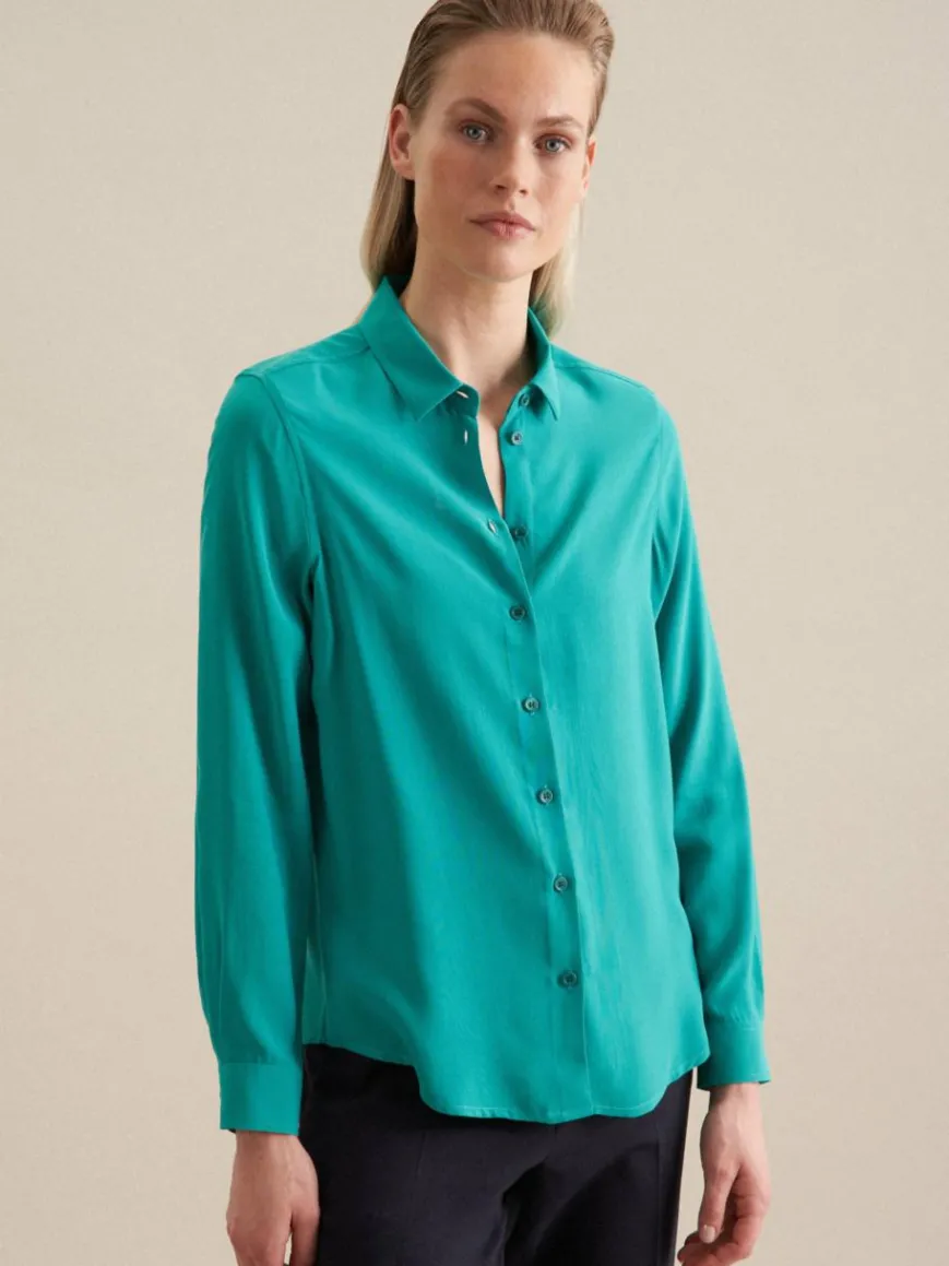 Seidensticker Blusen*Damen Hemdbluse - Uni türkis uni