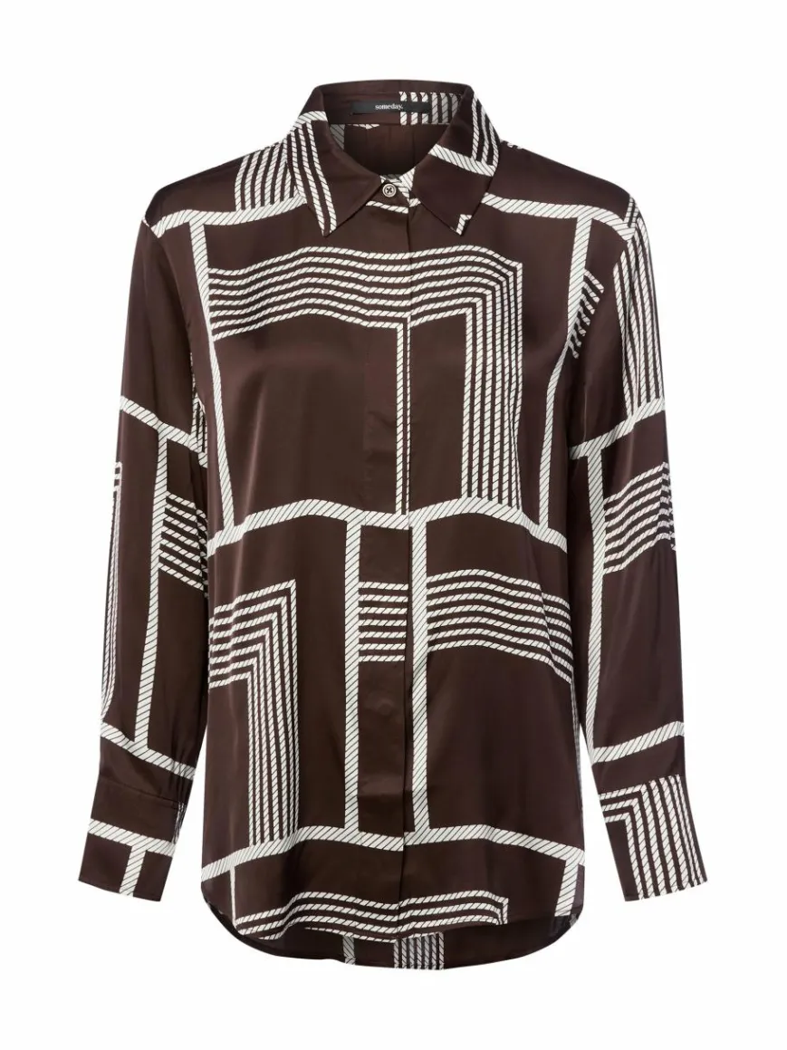 Someday Blusen*Damen Hemdbluse - Zisi schoko gemustert