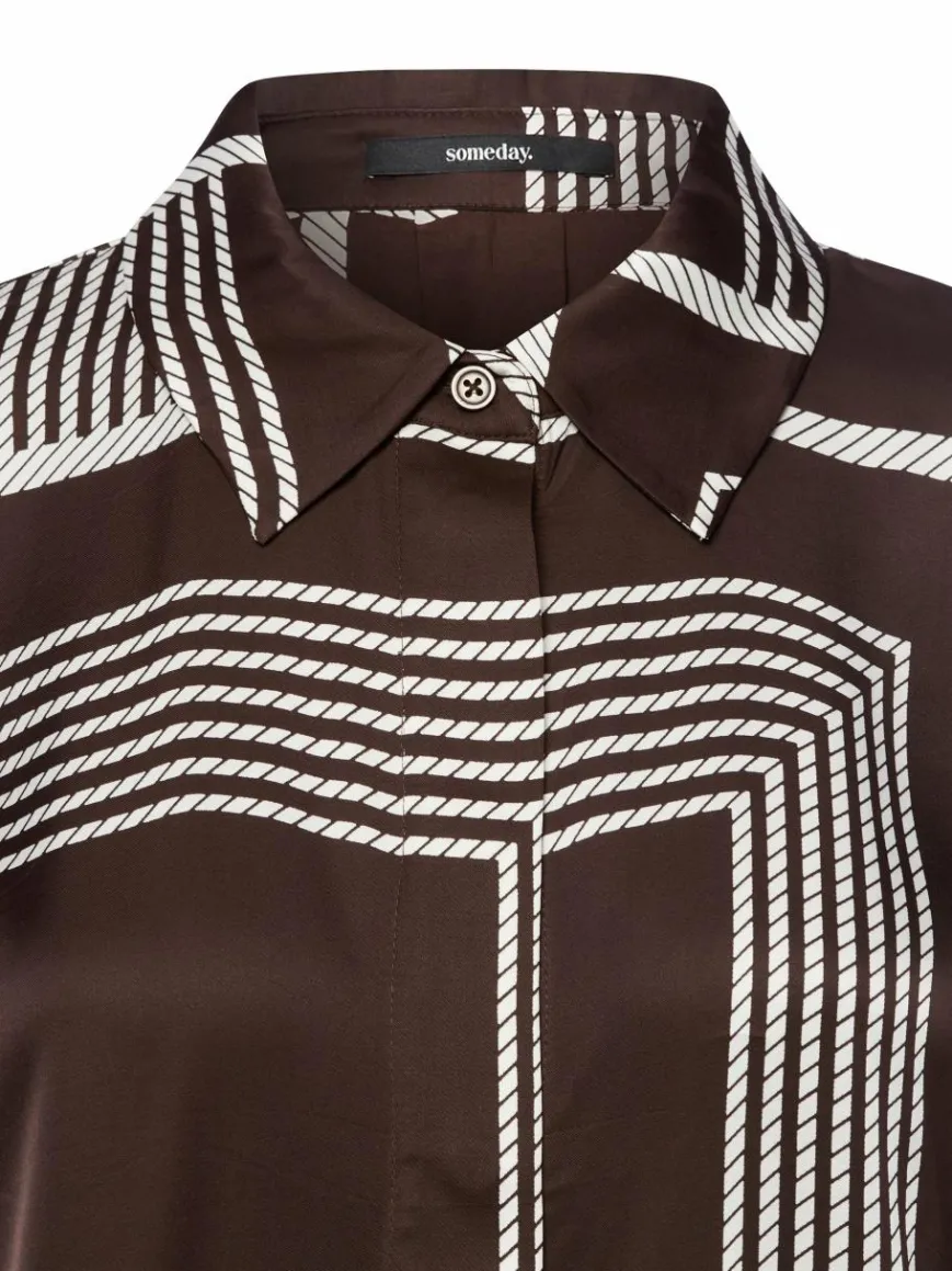 Someday Blusen*Damen Hemdbluse - Zisi schoko gemustert