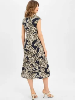 Opus Kleider*Damen Hemdblusenkleid - Werisa marine schilf gemustert