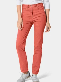 Goldner Jeans*Damen High-Stretch-Jeanshose - Damen Jeans Slim Fit LOUISA mit Stretch-Anteil orange uni