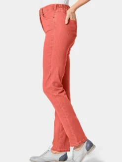 Goldner Jeans*Damen High-Stretch-Jeanshose - Damen Jeans Slim Fit LOUISA mit Stretch-Anteil orange uni