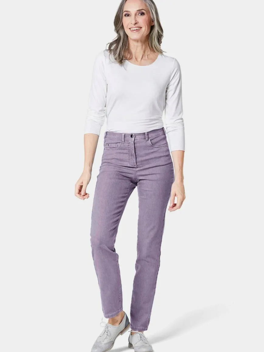 Goldner Jeans*Damen High-Stretch-Jeanshose - Damen Jeans Slim Fit LOUISA mit Stretch-Anteil lila uni