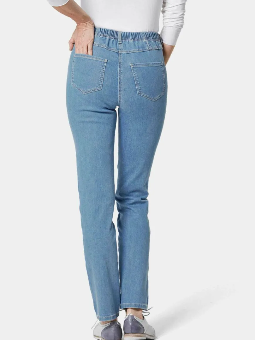 Goldner Jeans*Damen High-Stretch-Jeanshose - Damen Jeans Slim Fit LOUISA mit Stretch-Anteil hellblau uni