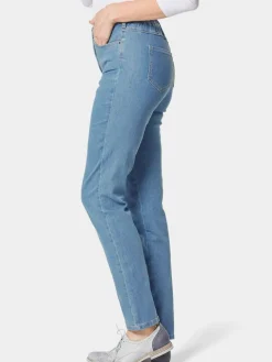Goldner Jeans*Damen High-Stretch-Jeanshose - Damen Jeans Slim Fit LOUISA mit Stretch-Anteil hellblau uni