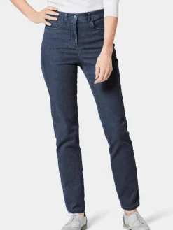Goldner Jeans*Damen High-Stretch-Jeanshose - Damen Jeans Slim Fit LOUISA mit Stretch-Anteil blau uni