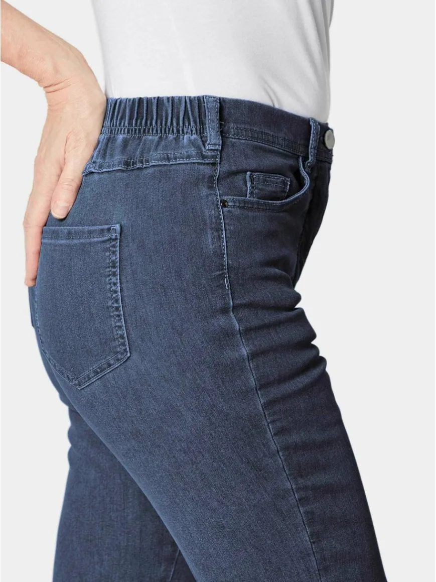 Goldner Jeans*Damen High-Stretch-Jeanshose - Damen Jeans Slim Fit LOUISA mit Stretch-Anteil blau uni