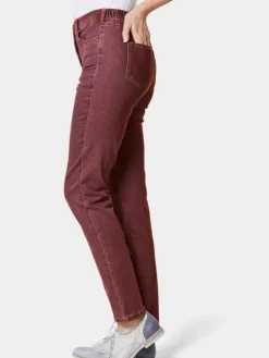 Goldner Jeans*Damen High-Stretch-Jeanshose - Damen Jeans Slim Fit LOUISA mit Stretch-Anteil braun uni