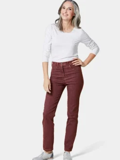 Goldner Jeans*Damen High-Stretch-Jeanshose - Damen Jeans Slim Fit LOUISA mit Stretch-Anteil braun uni