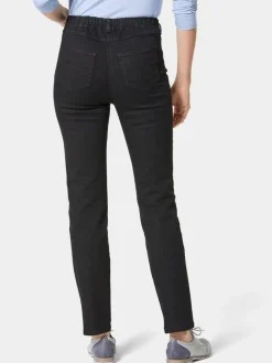 Goldner Jeans*Damen High-Stretch-Jeanshose - Damen Jeans Slim Fit LOUISA mit Stretch-Anteil schwarz uni