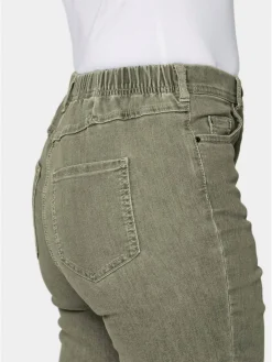 Goldner Jeans*Damen High-Stretch-Jeanshose - Damen Jeans Slim Fit LOUISA mit Stretch-Anteil grün uni