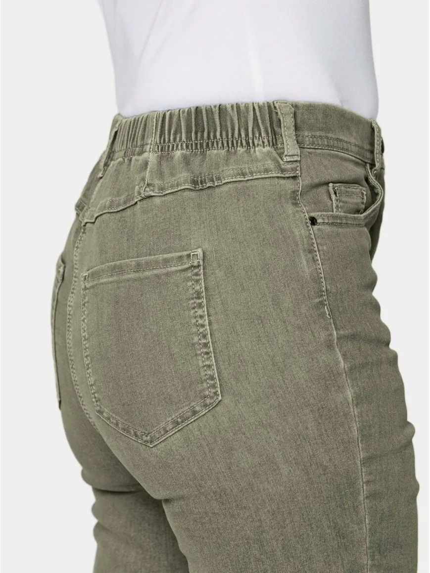 Goldner Jeans*Damen High-Stretch-Jeanshose - Damen Jeans Slim Fit LOUISA mit Stretch-Anteil grün uni