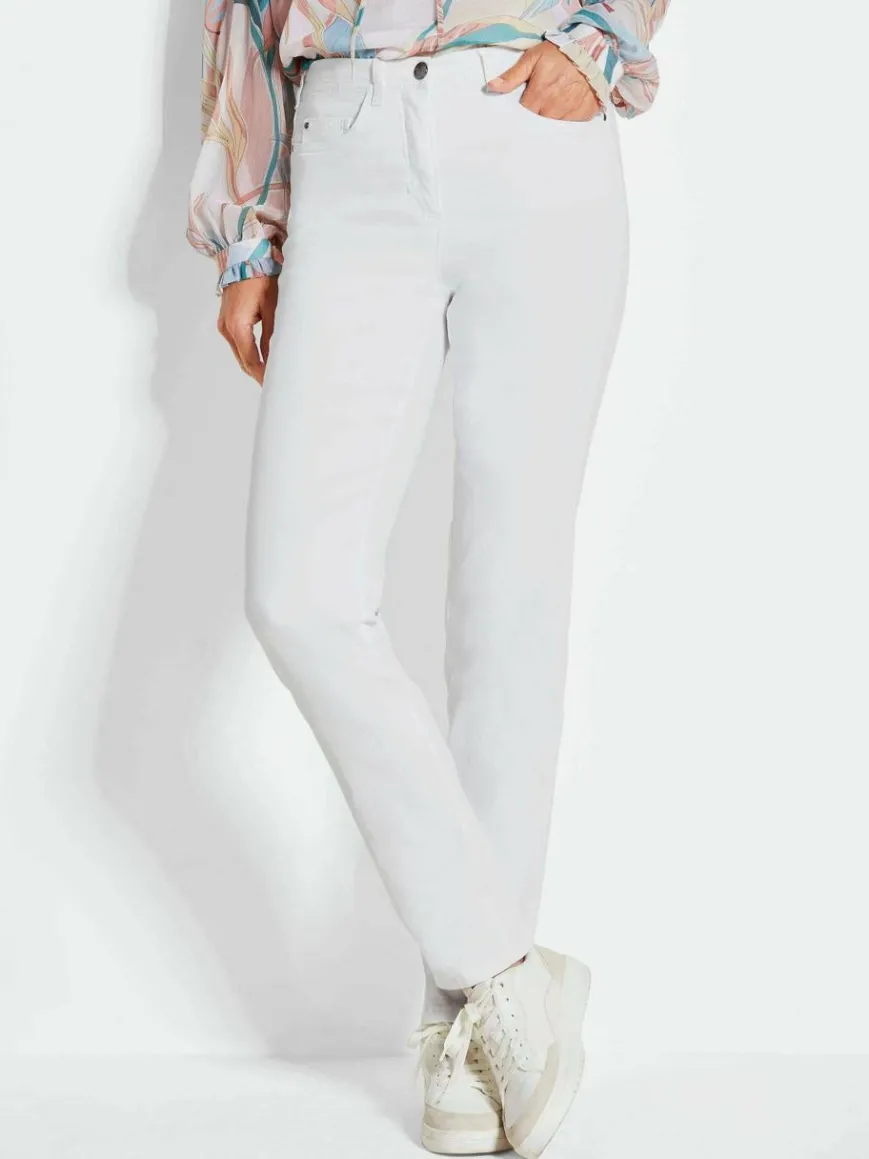 Goldner Jeans*Damen High-Stretch-Jeanshose - Damen Jeans Slim Fit LOUISA mit Stretch-Anteil weiß uni