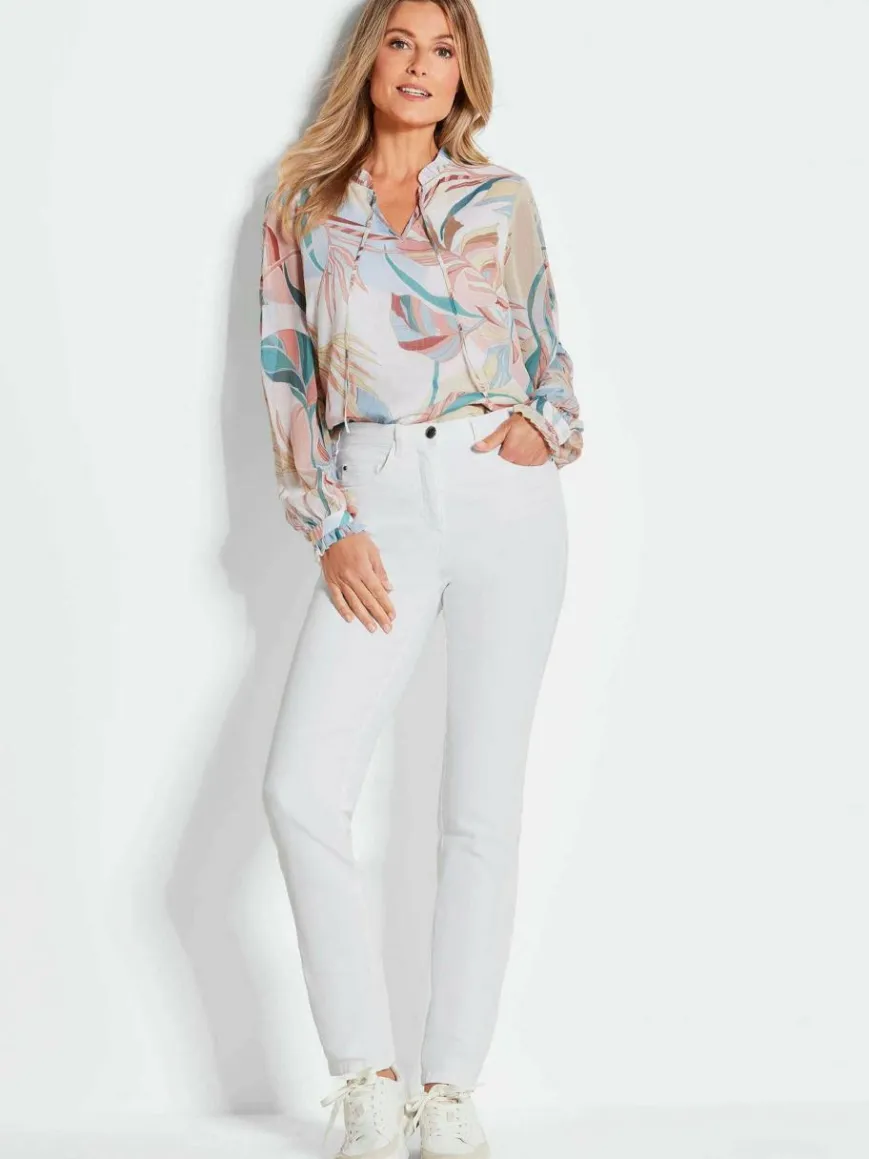 Goldner Jeans*Damen High-Stretch-Jeanshose - Damen Jeans Slim Fit LOUISA mit Stretch-Anteil weiß uni