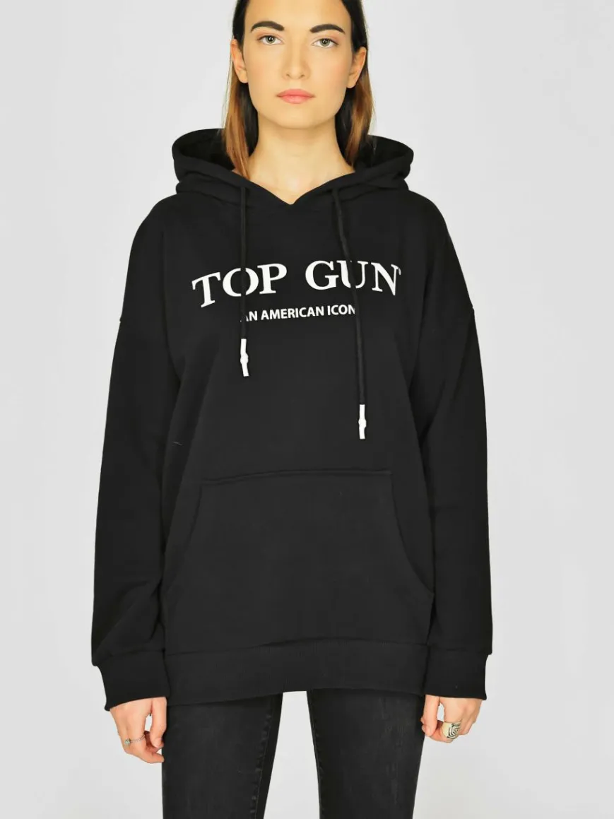 Topgun Sweatshirts & Sweatjacken*Damen Hoodie schwarz uni