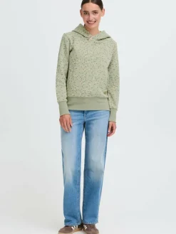 OXMO Sweatshirts & Sweatjacken*Damen Hoodie - OXBeate grün gepunktet