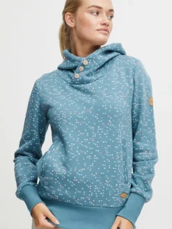 OXMO Sweatshirts & Sweatjacken*Damen Hoodie - OXBeate blau gepunktet