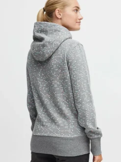 OXMO Sweatshirts & Sweatjacken*Damen Hoodie - OXBeate grau gepunktet