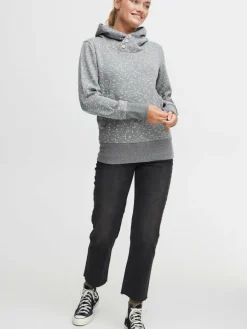 OXMO Sweatshirts & Sweatjacken*Damen Hoodie - OXBeate grau gepunktet