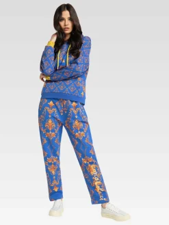 Carlo Colucci Sweatshirts & Sweatjacken*Damen Hoodie ohne Reißverschluss - Citarda blau gemustert