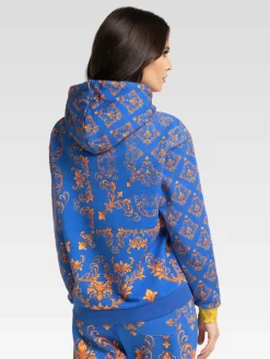 Carlo Colucci Sweatshirts & Sweatjacken*Damen Hoodie ohne Reißverschluss - Citarda blau gemustert