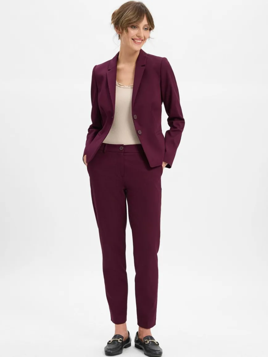 Marie Lund Hosen*Damen Hose aubergine uni