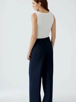 Oui Hosen*Damen Hose blau uni