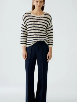 Oui Hosen*Damen Hose blau uni