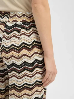 zero Hosen*Damen Hose beige mehrfarbig gemustert