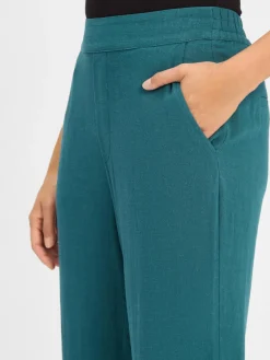 mbyM Hosen*Damen Hose mit Leinen-Anteil - Emmett-M smaragd uni