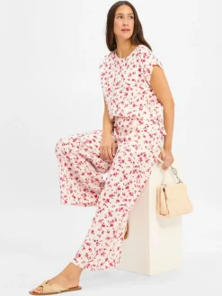 Msch Copenhagen Hosen*Damen Hose MSCHFalisha ecru himbeer gemustert